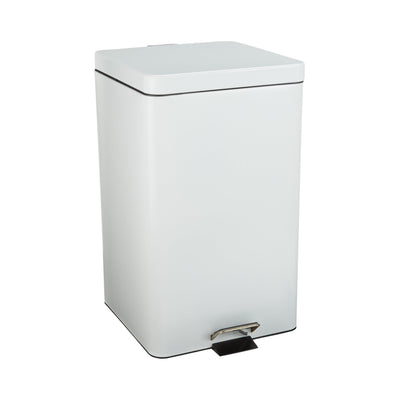 McKesson Trash Can with Plastic Liner, Square, Steel, Step-On, 32 QT, White -Each