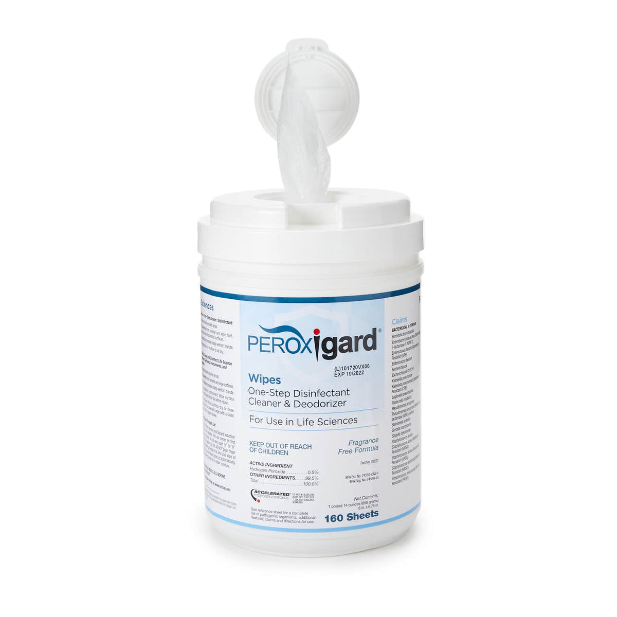 McKesson Hydrogen Peroxide Surface Disinfectant Wipes -Can of 160