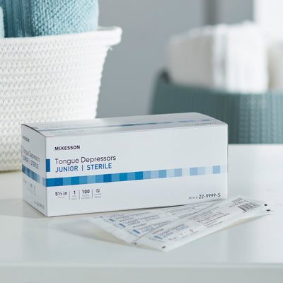 McKesson Tongue Depressors Junior 5.5" Length Wood, Sterile, 15.9 mm -Case of 1000