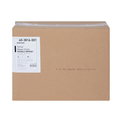 McKesson Terries Adult Slipper Socks Skid-Resistant Tread Sole and Top, X-Large, Royal Blue -Case of 48