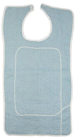 Beck's Classic Adult Bib with Barrier, White and Blue Terry -Dozen of 12