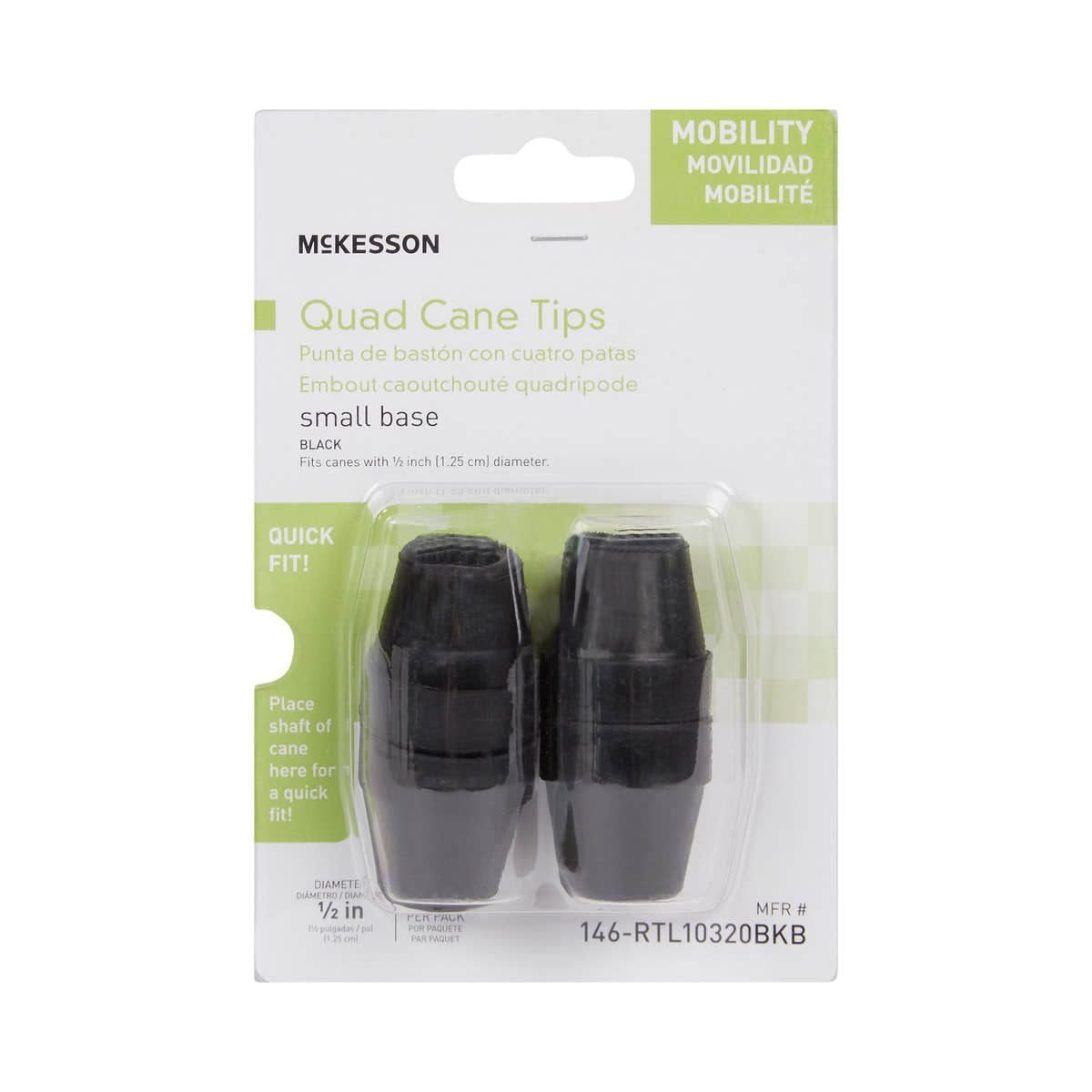 McKesson Quad Cane Tips -Box of 4