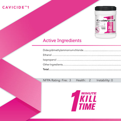 CaviWipes1 Surface Disinfectant, Alcohol Based, Non-sterile, Disposable -Can of 160