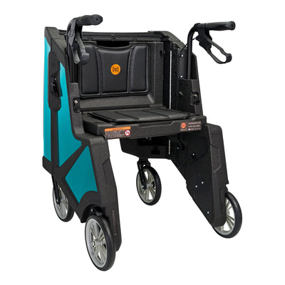 Tour Adjustable Height Folding 4 Wheel Rollator, Ocean Teal -Each