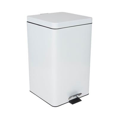McKesson Trash Can with Plastic Liner, Square, Steel, Step-On, 32 QT, White -Each