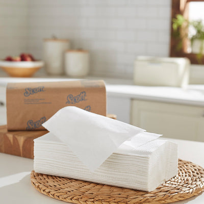 Scott Single-Fold Paper Towels, 9.3" x 10.5" -Case of 16