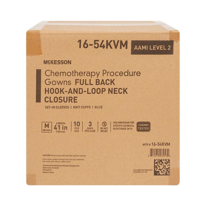 McKesson Full Back Chemotherapy Procedure Gown, Medium -Bag of 10