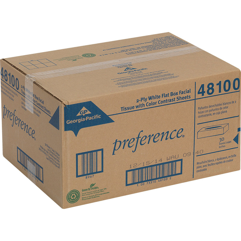 Pacific Blue Select Facial Tissue, White, 7-15/16" x 4-3/4", 2-Ply -Box of 100