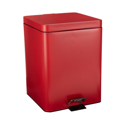 McKesson Trash Can with Plastic Liner, Square, Steel, Step-On, 20 QT, Red -Each
