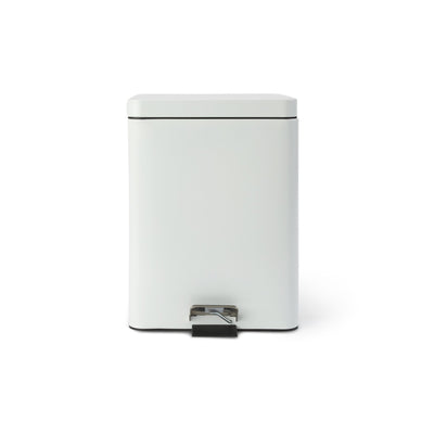 McKesson Trash Can With Plastic Liner, Square, Steel, Step-On, 20 QT, White -Each