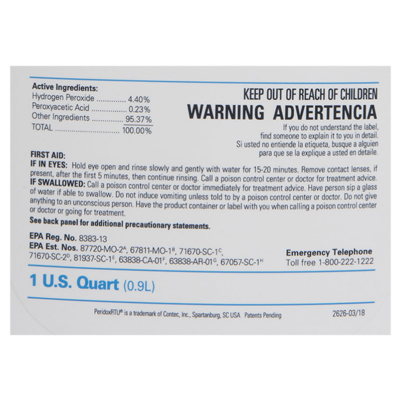 PeridoxRTU Sporicidal Peroxide Based Surface Disinfectant Cleaner, 32 oz. Bottle -Case of 6