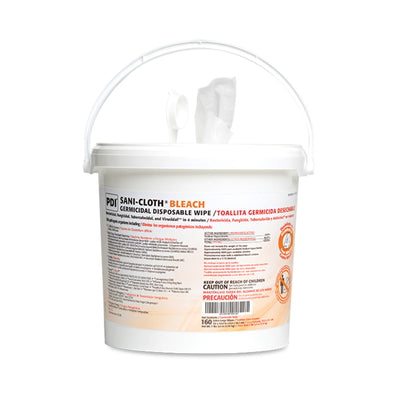 Sani-Cloth Surface Disinfectant Cleaner Bleach Wipe, Disposable, 7.5 X 15 Inch, Pail, Chlorine Scent -Can of 1