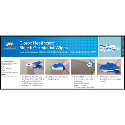 Clorox Healthcare Bleach Germicidal Wipes, Individual Packets -Carton of 50
