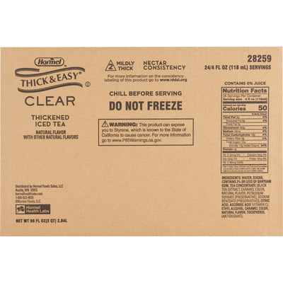 Thick & Easy Clear Nectar Consistency Thickened Beverage, Iced Tea, 4 oz. Cup -Case of 24