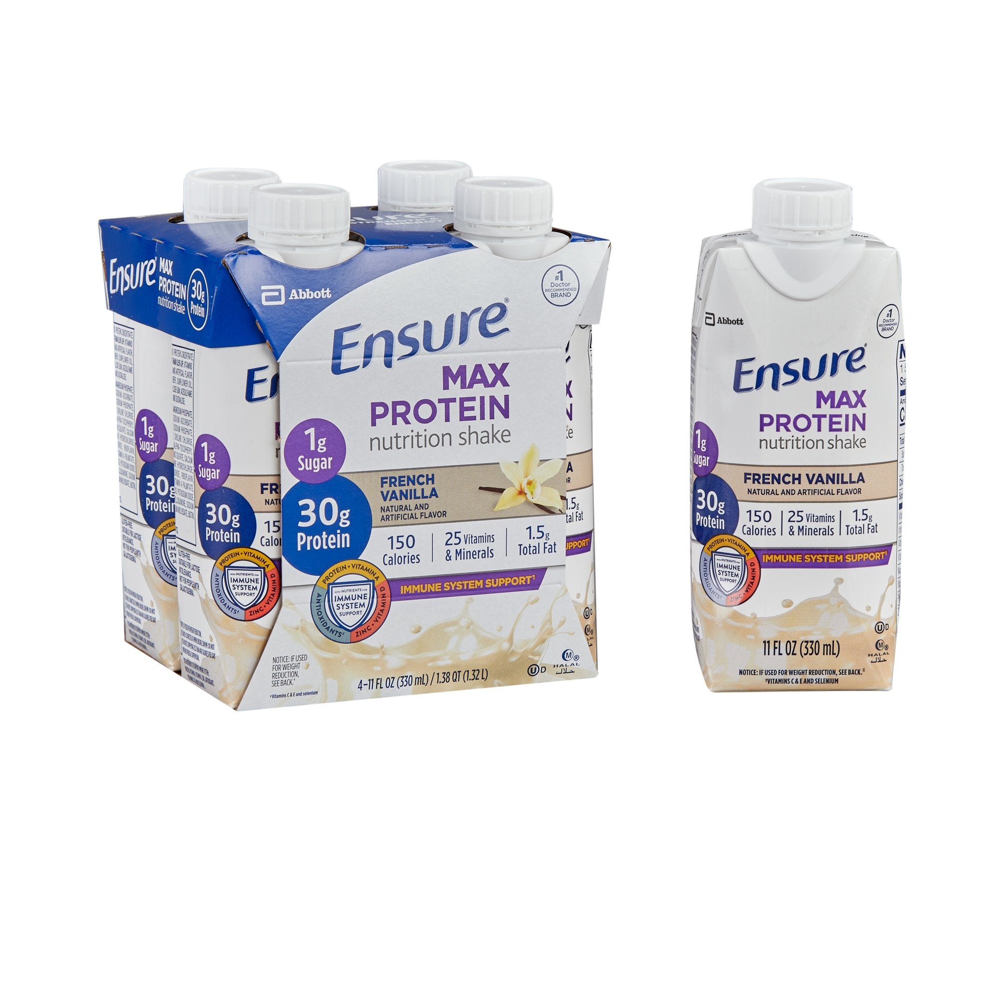 Ensure Max Protein Nutrition Shake, Vanilla, 11 oz. Carton -Case of 12