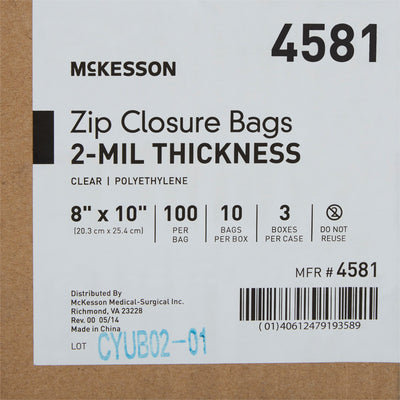 McKesson Zip Closure Bag, 8 X 10 Inches -Box of 10