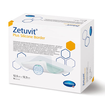 Zetuvit Plus Silicone Border Super Absorbent Dressing, 7 x 7 Inch -7 X 7 Inch