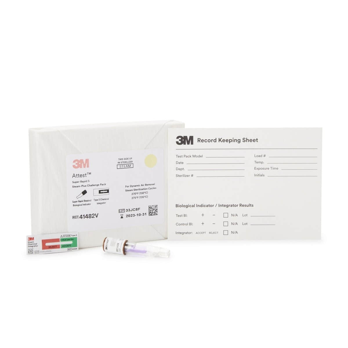 3M Attest Super Rapid 5 Steam Plus Sterilization Biological Indicator Challenge Pack - 852279_CS - 1