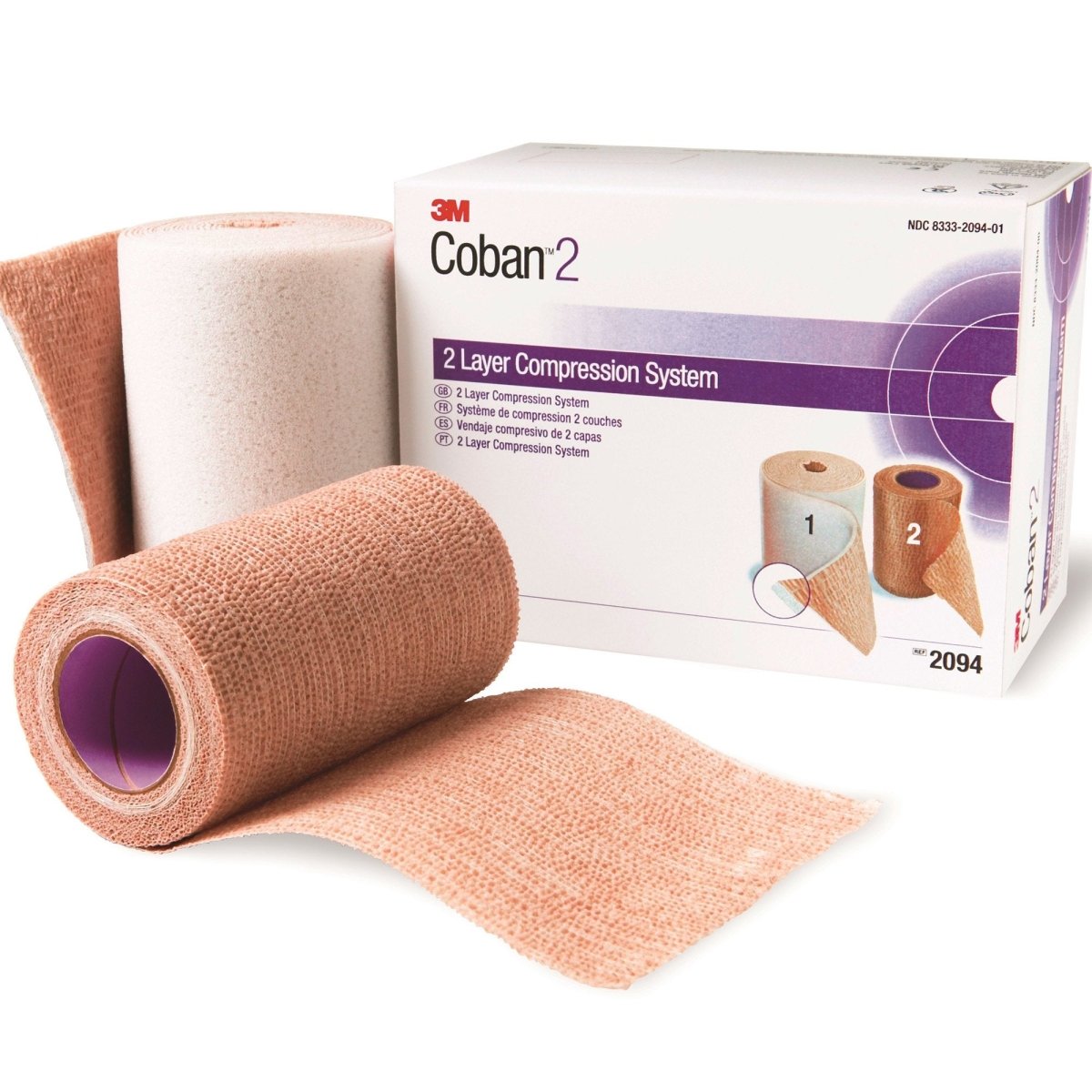 3M Coban 2 Self Adherent / Pull On Closure Two Layer Compression Bandage System - 989726_BX - 1