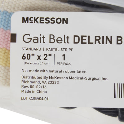 McKesson Gait Belt w/ Derlin Buckle, 60 Inch, Pastel Stripe -Case of 48