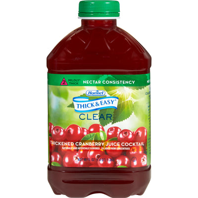 Thick & Easy Clear Nectar Consistency Thickened Beverage, Cranberry, 46 oz. Bottle -Case of 6