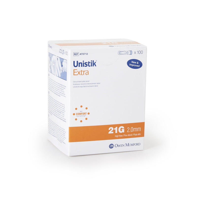 Unistik 2 Safety Needle 2.0 Depth 21 Gauge Push Button Activation  -Box of 100