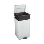 McKesson Trash Can with Plastic Liner, Square, Steel, Step-On, 32 QT, White -Each