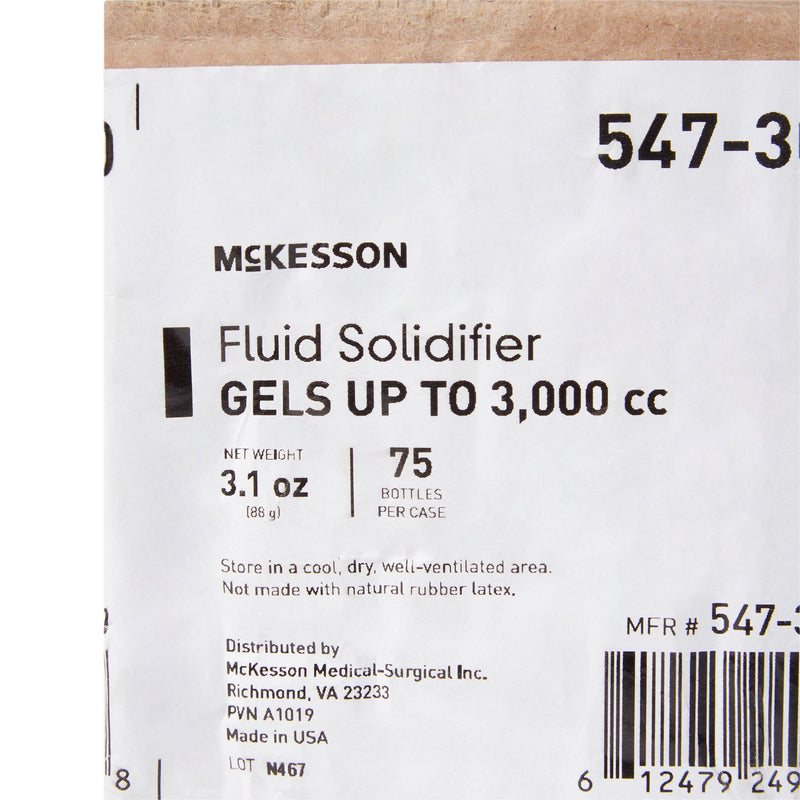 McKesson Fluid Solidifier - Fast, Effective, Gels up to 3,000 cc - Screw Cap Bottle, 3.1 oz -Case of 75