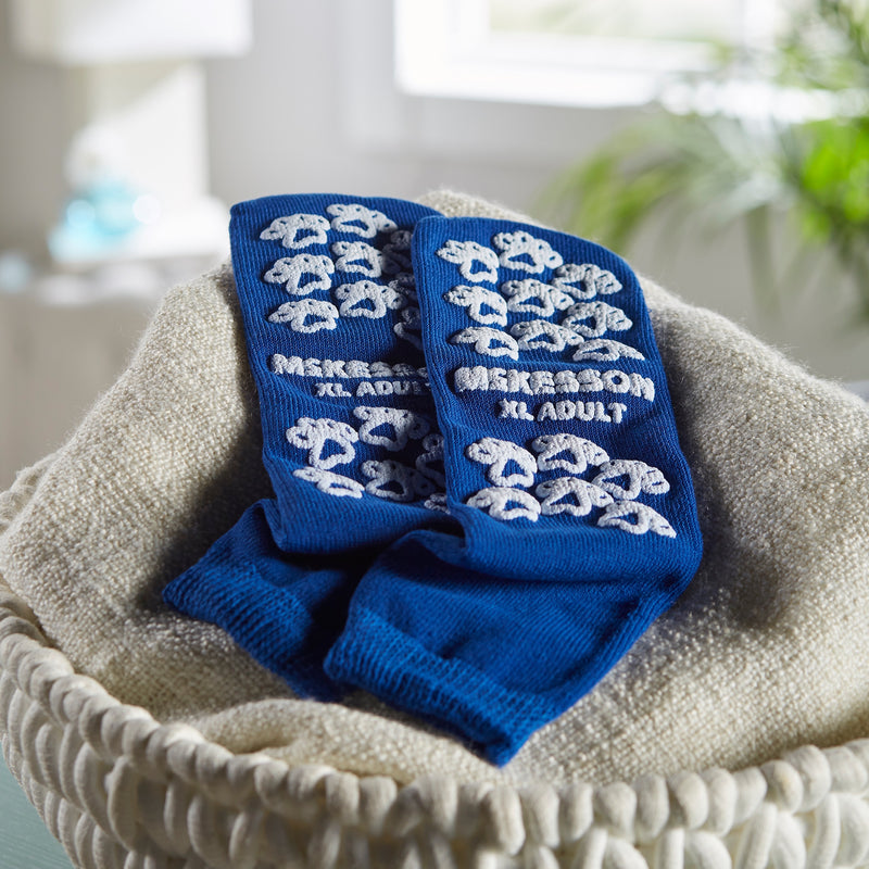 McKesson Terries Adult Slipper Socks, X-Large, Royal Blue -Case of 48