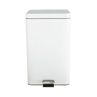 McKesson Trash Can with Plastic Liner, Square, Steel, Step-On, 32 QT, White -Each