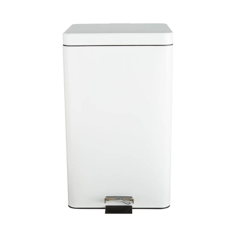 McKesson Trash Can with Plastic Liner, Square, Steel, Step-On, 32 QT, White -Each