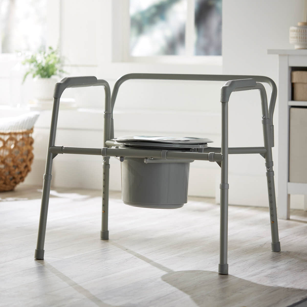 McKesson Fixed Arm Steel Folding Commode Chair, 15½ – 22 Inch -Each