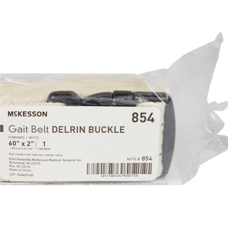 McKesson Gait Belt w/ Derlin Buckle, 60 Inch, White -Case of 48