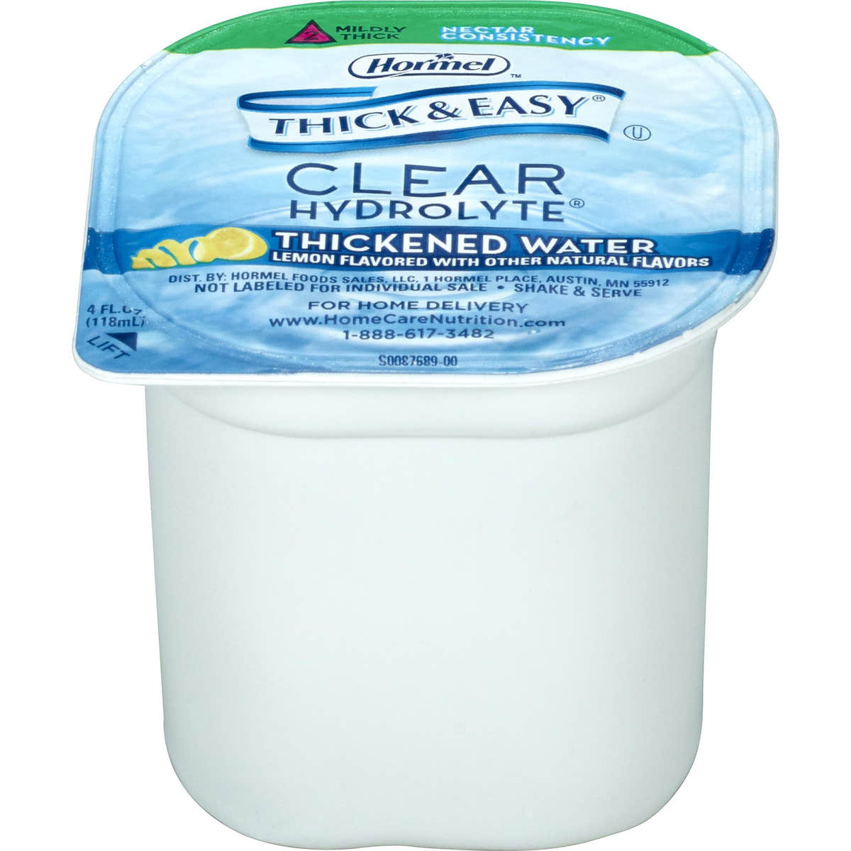 Thick & Easy Hydrolyte Nectar Consistency Thickened Water, Lemon, 4 oz. Cup -Case of 24
