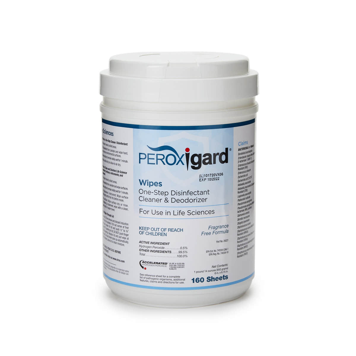 McKesson Hydrogen Peroxide Surface Disinfectant Wipes -Can of 160