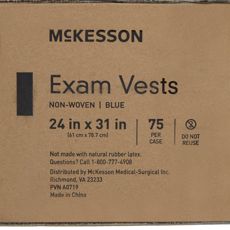 Mckesson Front Opening Exam Vest, Blue -Case of 75