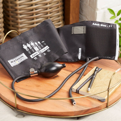 McKesson LUMEON Blood Pressure Bulb and Cuff, Adult Medium, Black, Arm -Box of 1