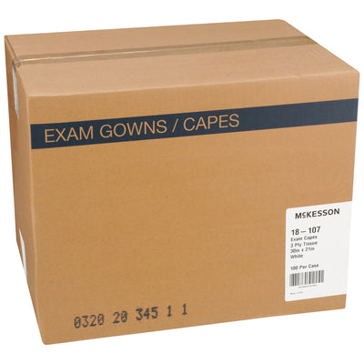 McKesson Exam Cape, White, 21 X 30 Inch -Case of 100