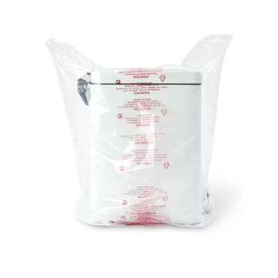 McKesson Trash Can With Plastic Liner, Square, Steel, Step-On, 20 QT, White -Each