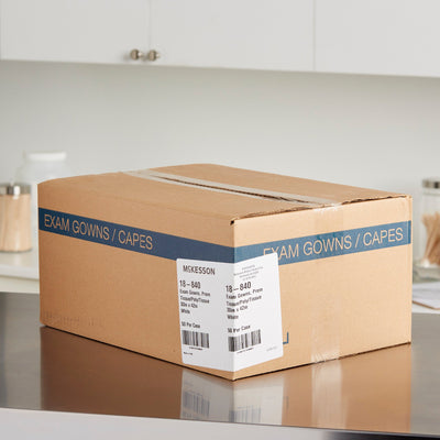 McKesson Premium Patient Exam Gown, One Size Fits Most, White -Case of 50