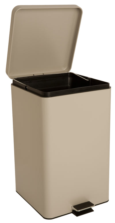 McKesson Trash Can with Plastic Liner, Square, Steel, Step-On, 32 QT, Beige -Each