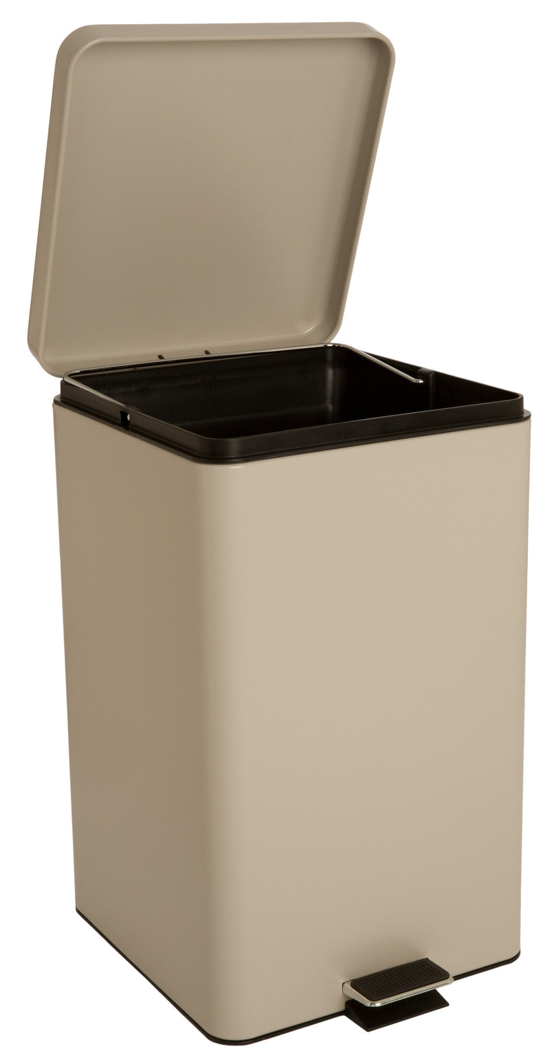 McKesson Trash Can with Plastic Liner, Square, Steel, Step-On, 32 QT, Beige -Each