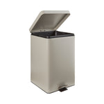 McKesson Trash Can with Plastic Liner, Square, Steel, Step-On, 32 QT, Beige -Each