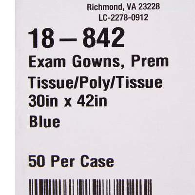 Medi-Pak Exam Gown, Blue, Large -Case of 50