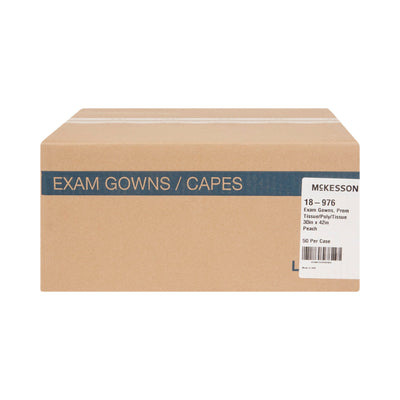 McKesson Patient Exam Gown Open Back, One Size Fits Most, Peach -Case of 50