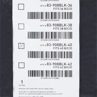 McKesson Surgi-Bra II, 40 Inch, Black -Each