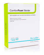 ComfortFoam Border Silicone Adhesive with Border Silicone Foam Dressing, 2 x 5 Inch - (2 X 5 Inch / Box of 10)