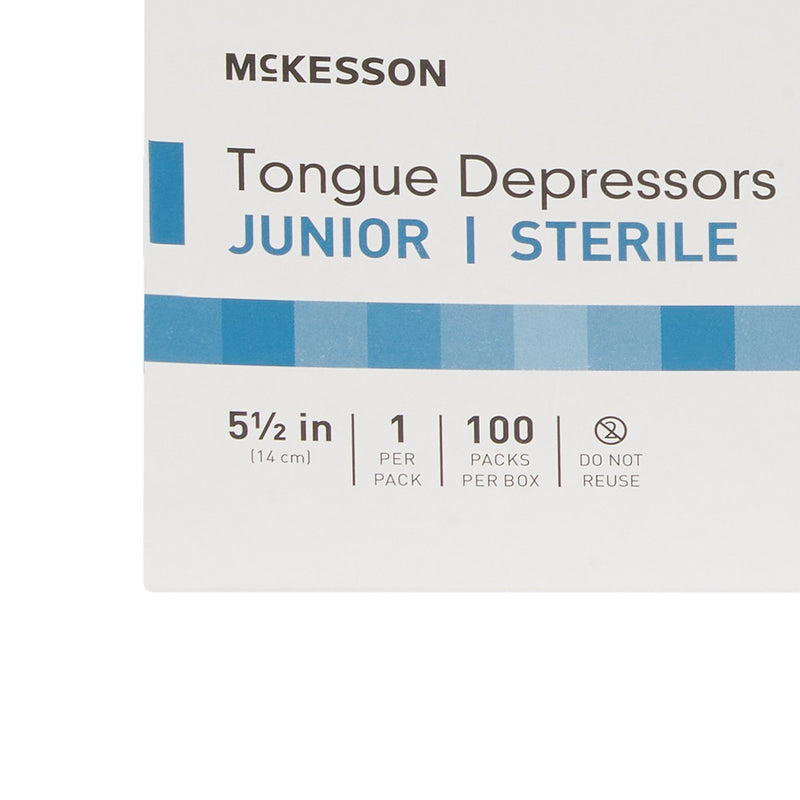 McKesson Tongue Depressors Junior 5.5" Length Wood, Sterile, 15.9 mm -Case of 1000