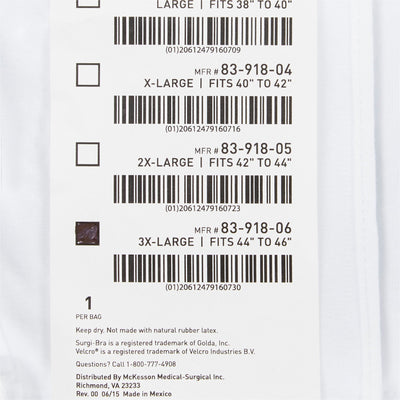 McKesson Post-Surgical Bra, 44-46 Inch -Each