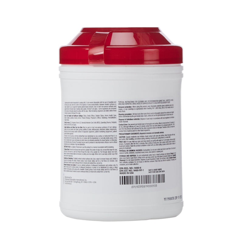 Sani-Cloth Plus Germicidal Wipe Disinfectant Cleaner, Non-Sterile Canister, 6 x 6¾ Inch -Box of 160